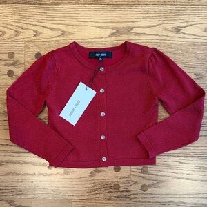 NWT Chloe+ Jasmine Red Glitter Button Down girls’ cardigan, size 4/5